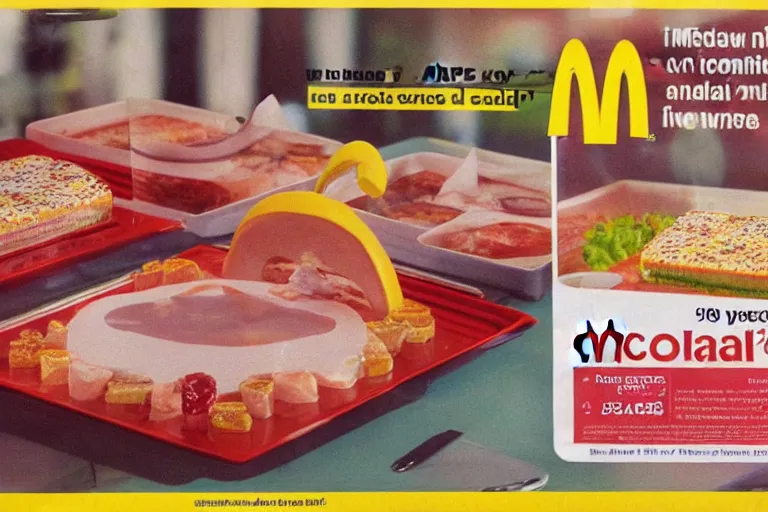 Prompt: mcdonald's mc - aspic aspic meal, in 1 9 9 5, y 2 k cybercore, advertisement photo