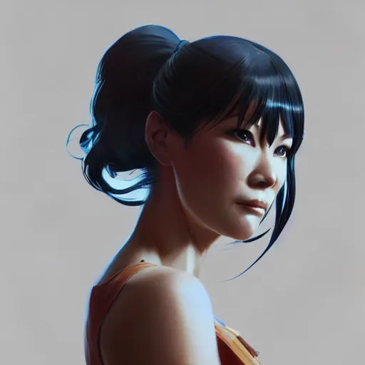 Prompt: lucy liu portrait as manga girl, realistic shaded perfect face, fine details. anime. realistic shaded lighting poster by ilya kuvshinov katsuhiro otomo ghost - in - the - shell, magali villeneuve, artgerm, jeremy lipkin and michael garmash and rob rey