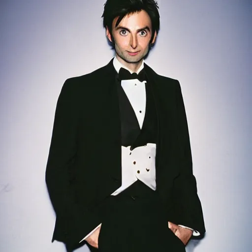 Image similar to photograph of a 2 5 year old david tennant in a tuxedo