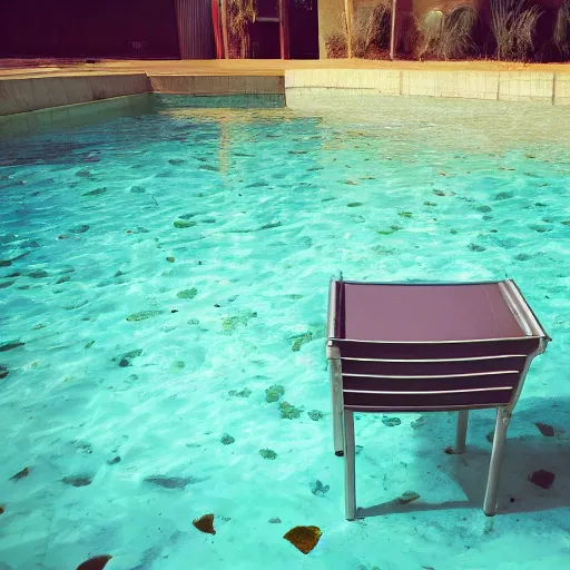 Prompt: a Chair underwater inside a Pool