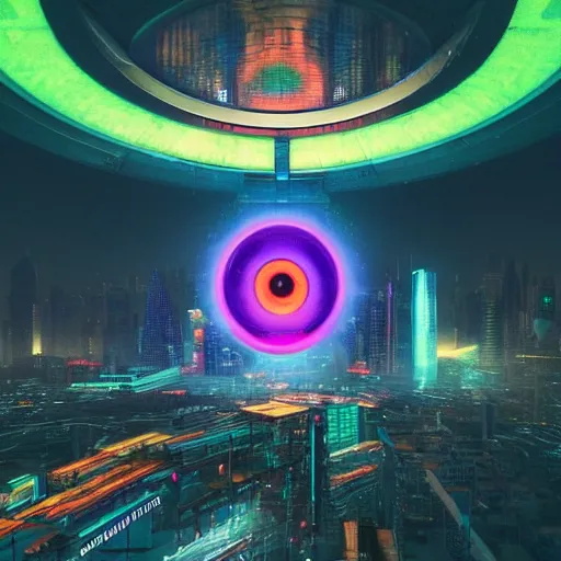 Image similar to Cyberpunk FantasyCore Kowloon giant floating eye, neon electronic, rendered in Lumion Pro, Autodesk Solidowkrs Visualize, Maya, and Cinema 4D by Iwan Baan, Greg Rutkowski, Ted Gore, Dustin Lefevre, and Jaya Su Berg, trending on artstation, cgsocciety r/art