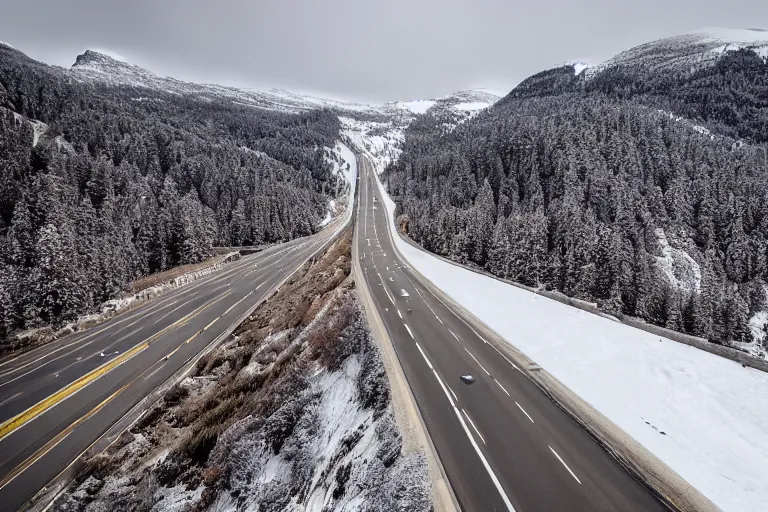 Image similar to a windy highway route on an icy snowy cliff, photo