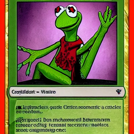 Image similar to kermit the frog as a magic the gathering card