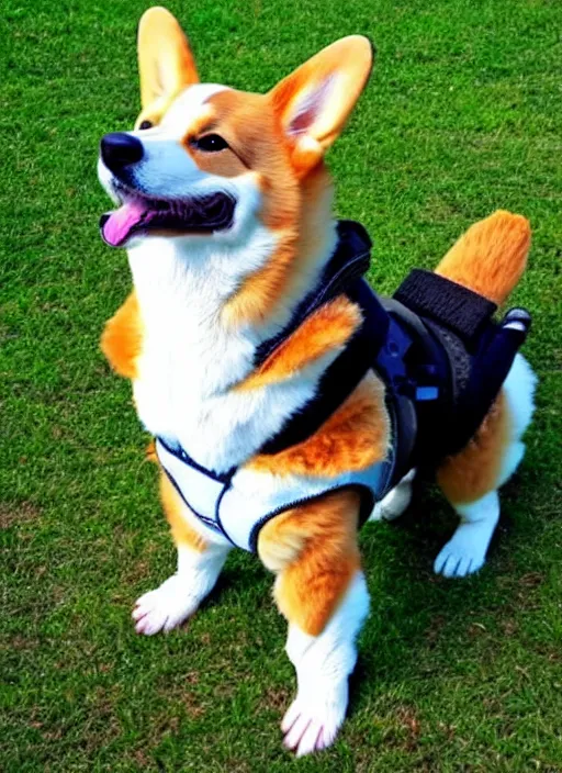 Image similar to A humanoid Corgi wearing Power Armor