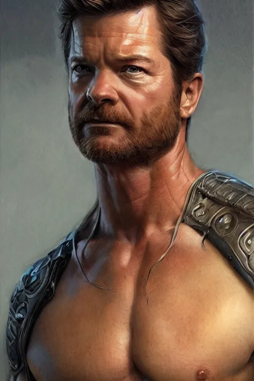 Image similar to muscled Jason Bateman as a ruggedly handsome hero, intricate, elegant, highly detailed, centered, digital painting, artstation, concept art, smooth, sharp focus, illustration, art by artgerm and donato giancola and Joseph Christian Leyendecker, Ross Tran, WLOP