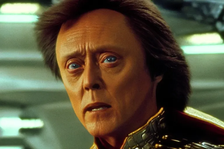 Image similar to film still of Christopher Walken as Khan Noonien Singh in The Wrath of Khan, 4k