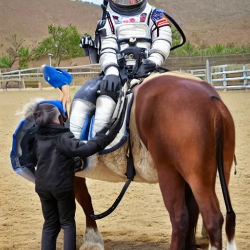 Prompt: a horse riding and astronaut,