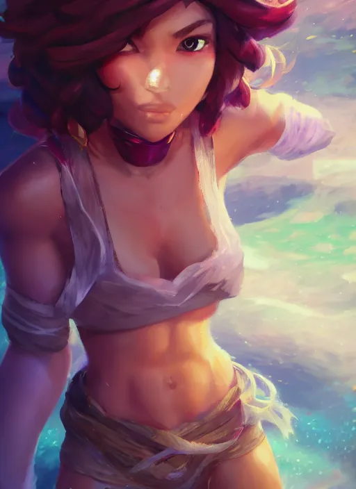 Image similar to taliyah, from league of legends, al natural, exhibant, boxing, kulohelohe, hyper detailed, digital art, trending in artstation, cinematic lighting, studio quality, smooth render, unreal engine 5 rendered, octane rendered, art style by klimt and nixeu and ian sprigger and wlop and krenz cushart