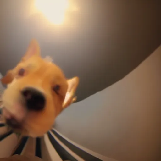 Prompt: Selfie of a dog, first-person view, fisheye lens, photorealistic imagery, trending on artstation, 4k, 8k