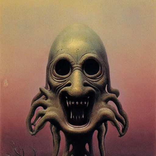 Image similar to monster mask by zdzisław beksinski