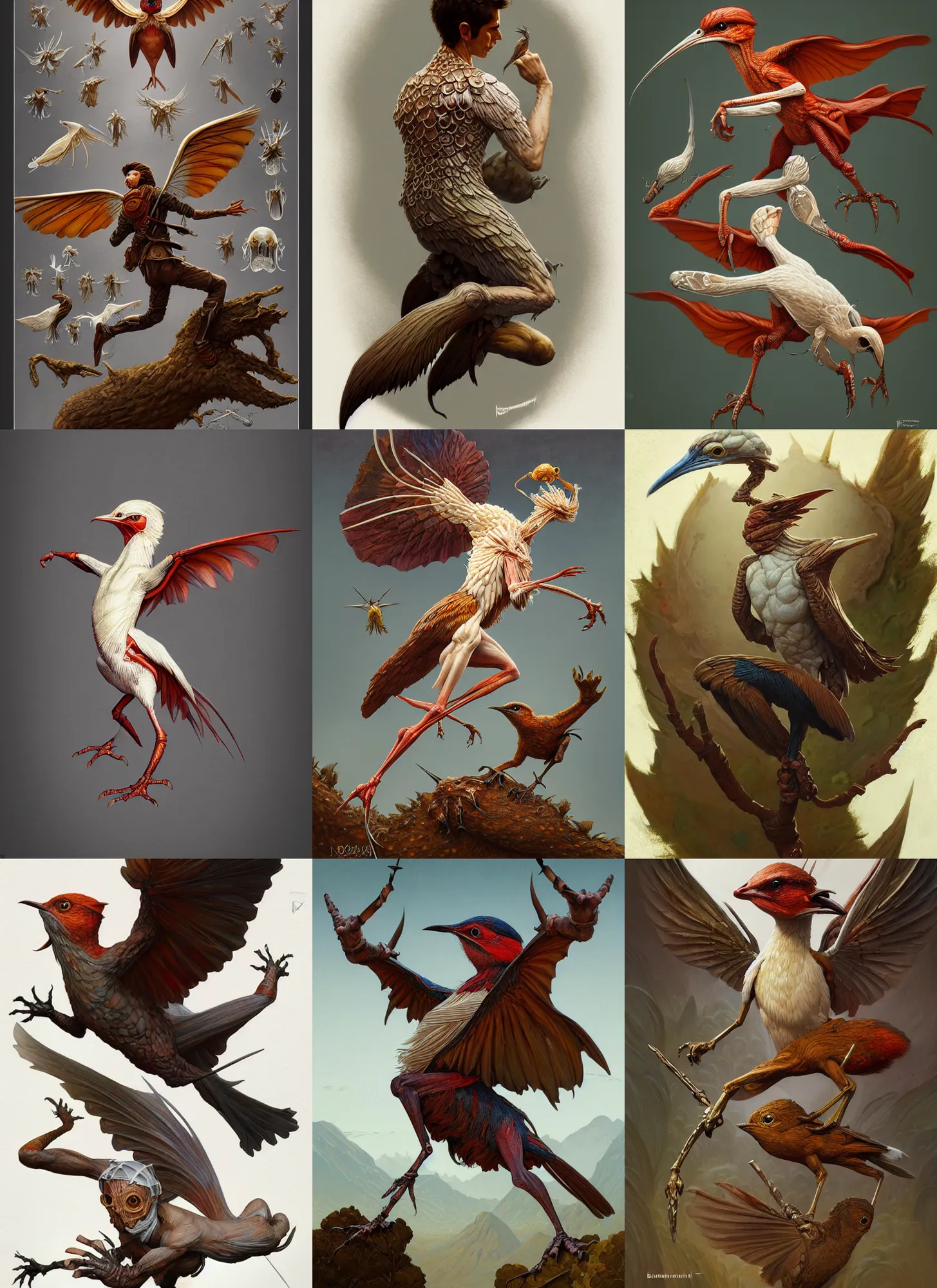 Prompt: full - body d & d mtg fungus bird anatomy on white background, action pose, intricate, highly detailed, digital painting, artstation, concept art, smooth, sharp focus, illustration, art by norman rockwell emiliano ponzi andrey remnev yoann lossel aaron jasinski, 8 k