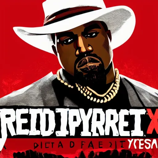 Image similar to kanye west in illustration red dead redemption 2 artwork of kanye west, in the style of red dead redemption 2 loading screen, by stephen bliss