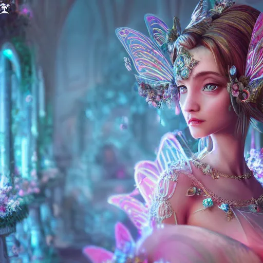 Prompt: portrait of fairy princess, beautiful, attractive, glowing, ornate and intricate, jaw dropping, dynamic lighting, colorful, fairy tale, intricate and detailed, 4 k octane render