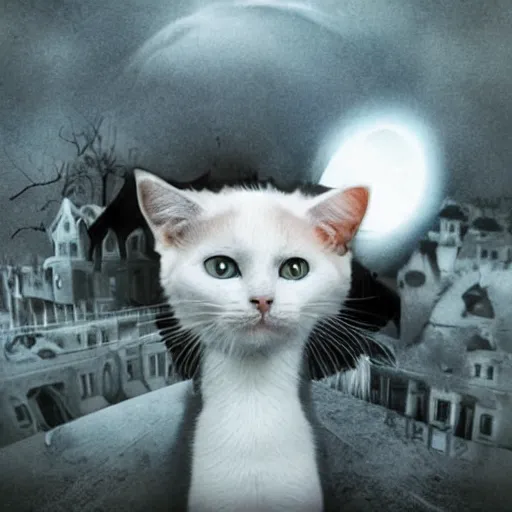 Prompt: a cat in a world full of ghosts