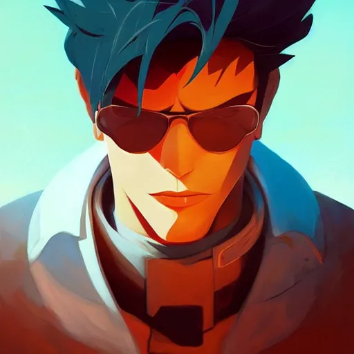 Image similar to face icon stylized minimalist trigun, loftis, cory behance hd by jesper ejsing, by rhads, makoto shinkai and lois van baarle, ilya kuvshinov, rossdraws global illumination