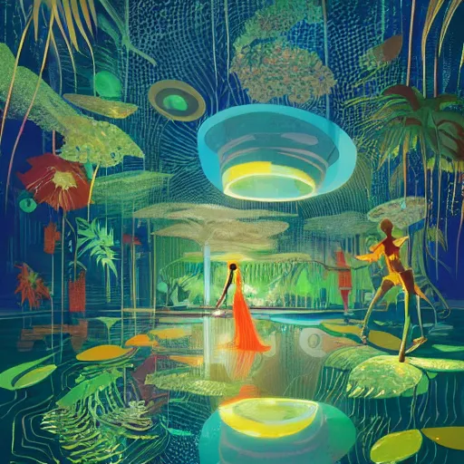 Image similar to disco diffusion painting of the jungle by victo ngai and malika favre, by rhads, makoto shinkai, madgwick, masterpiece, contest award winner