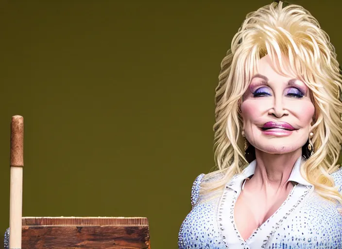 Prompt: photo still of dolly parton at the county fair!!!!!!!! at age 3 6 years old 3 6 years of age!!!!!!!! with a giant test your strength mallet, 8 k, 8 5 mm f 1. 8, studio lighting, rim light, right side key light