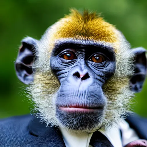 Image similar to a photo of a monkey in a suit