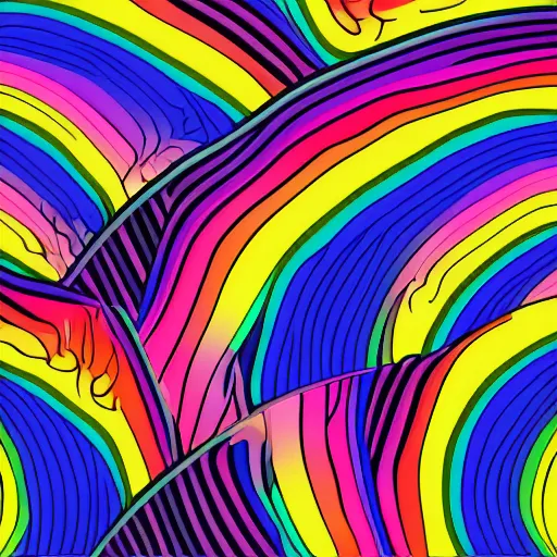 Image similar to lisa frank psychedelic rainbow wallpaper line art vector