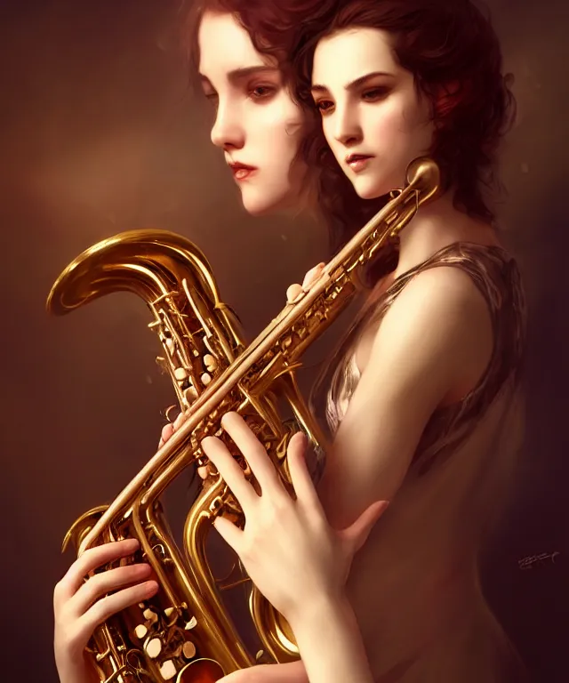 bard playing saxophone by charlie bowater and titian Stable Diffusion