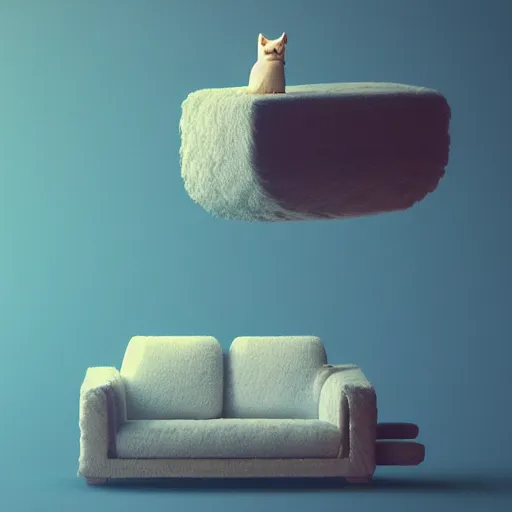 Prompt: cat sitting on sofa by Mike Winkelmann