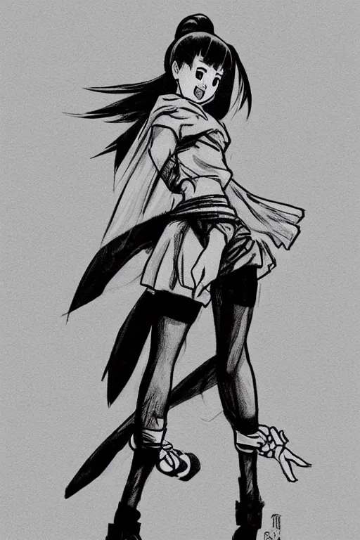 Image similar to Ariana Grande black and white manga sketch in the style of Akira Toriyama, Kentaro Miura, Bernie Wrightson