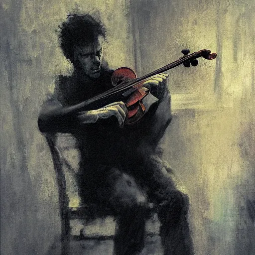 Image similar to satan playing violin by jeremy mann