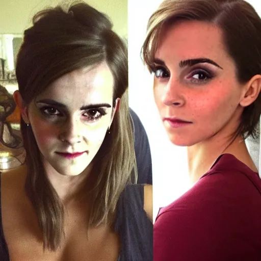 Image similar to a woman who is half emma watson half kim kardashian