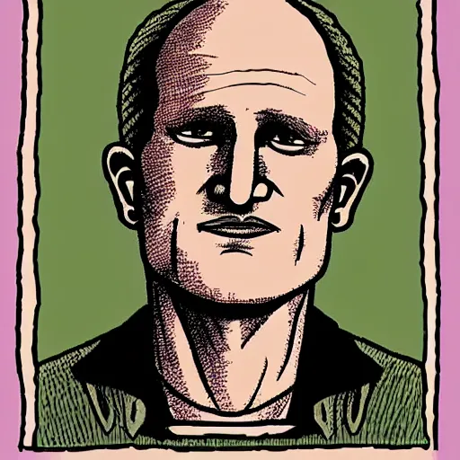 Prompt: “portrait of woody harrelson in the style of Robert Crumb”