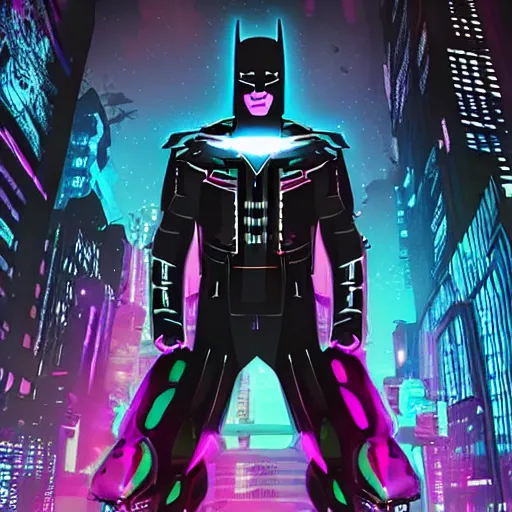 Image similar to cyber punk batman poster