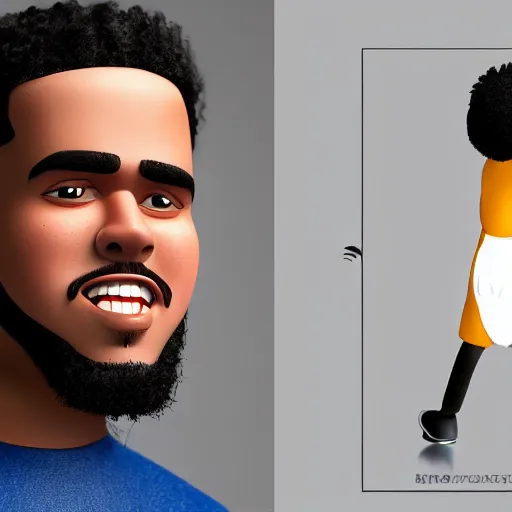 Image similar to detailed studio photography of a close disney animated character cartoon of j cole, highly detailed, breathtaking, uhd resolution, beautiful lighting, studio light, extremely detailed, 8 5 mm shot, photorealistic, hyperrealistic