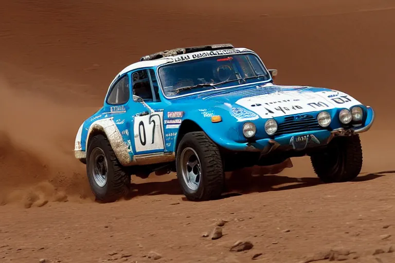 Prompt: 1 9 7 4 alpine a 1 1 0 fj 4 0, dakar rally footage, speed, bladerunner