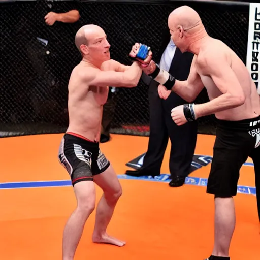 Image similar to mark zuckerberg fighting jeff bezos in the octagon ufc