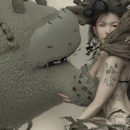 Prompt: totoro, intricate detail, royo, klimt, miro, vallejo, frazetta, giger, whealan, hd, unreal engine,