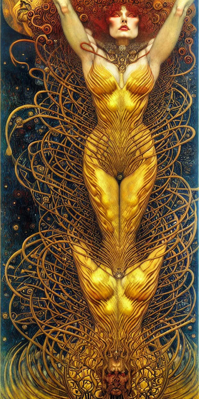 Image similar to Divine Chaos Engine by Karol Bak, Jean Delville, William Blake, Gustav Klimt, and Vincent Van Gogh, symbolist, visionary