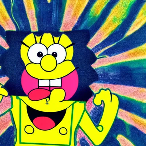 Image similar to handsome man, sponge bob style, big smile, vivid colors