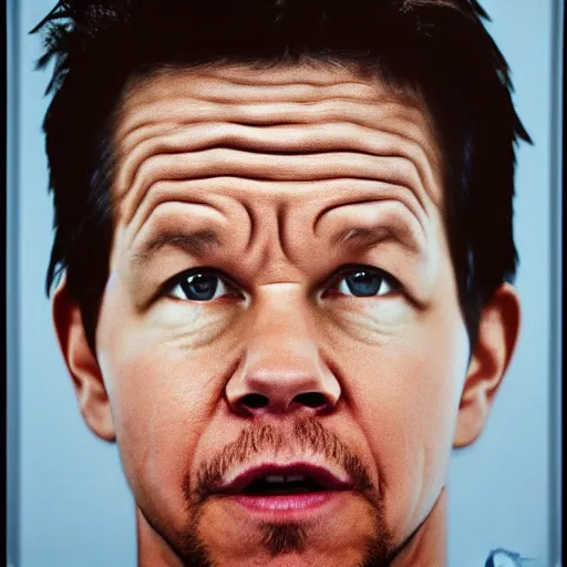 Prompt: mark wahlberg by chuck close