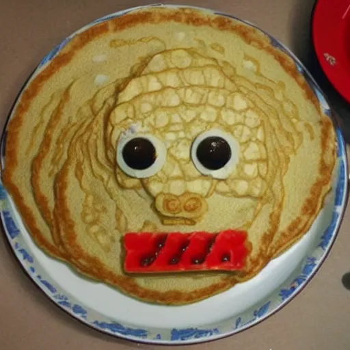 Image similar to godzilla made of pancakes