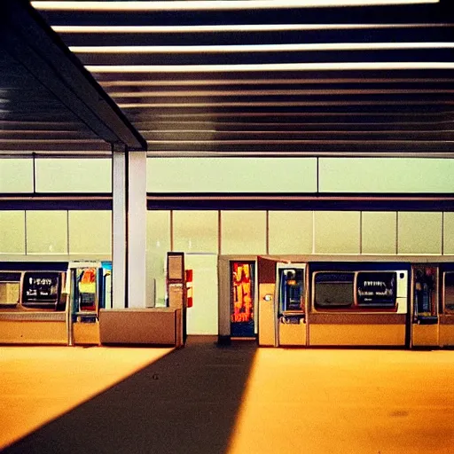 Prompt: “airport photography, various subjects, cinestill 800t, in the style of William eggleston”