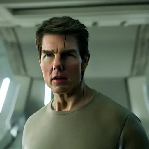 Image similar to Tom Cruise portraying an extraterrestrial alien, sci-fi movie cinematic frame, detailed, sharp