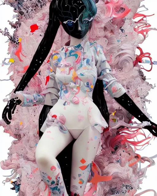 Image similar to james jean isolated vinyl figure harajuku anime character design, figure photography, dynamic pose, holographic undertones, glitter accents on figure, anime stylized, accurate fictional proportions, high delicate defined details, ethereal lighting