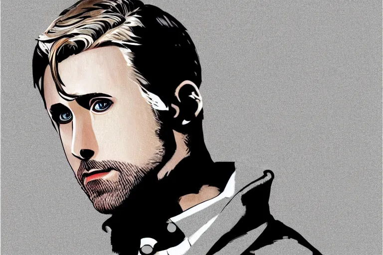 Prompt: ryan gosling illustration by shigenori soejima