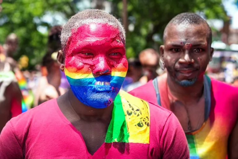 LGBT friendly man with monkeypox at a pride parade | Stable Diffusion ...