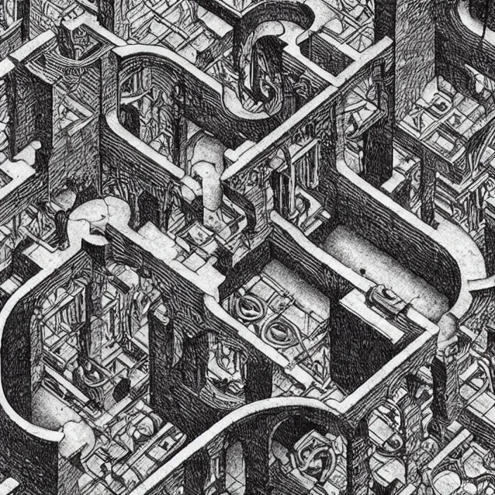 Prompt: an archaeocyathid by m. c. escher. centered.