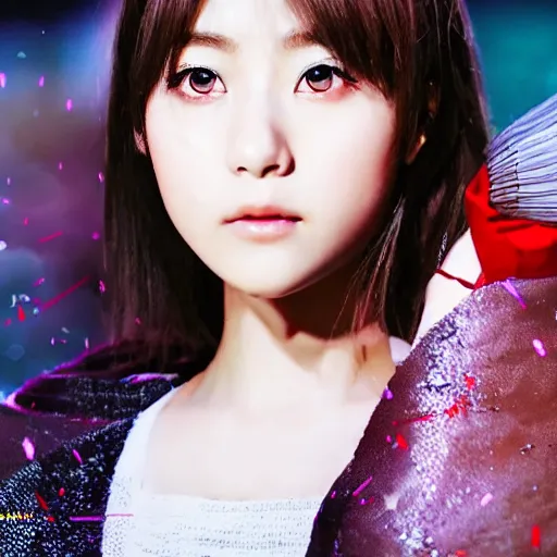 Image similar to a dynamic, epic cinematic 8K HD movie shot of close-up japanese beautiful cute young J-Pop idol actress girl face. Motion, VFX, Inspirational arthouse, at Behance, with Instagram filters