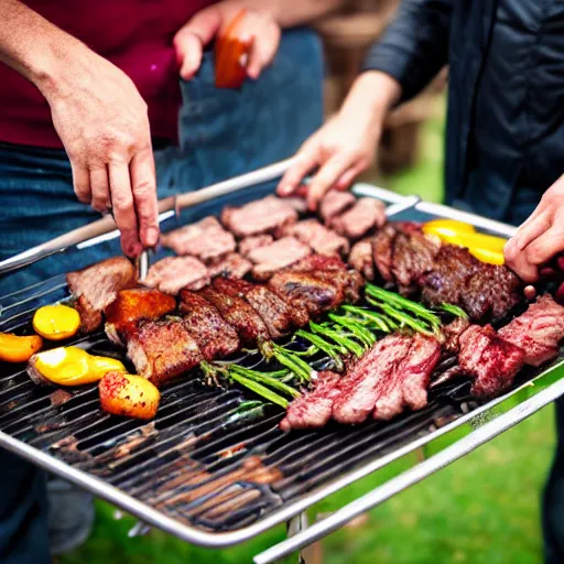 Image similar to portrait of people doing bbq under heavy rain