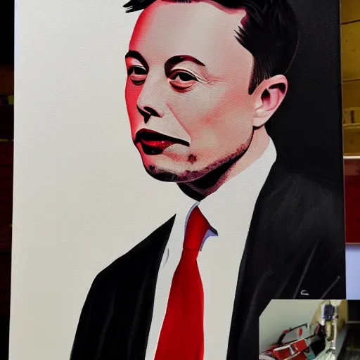 Prompt: painting of elon musk in the style of ryan gajda