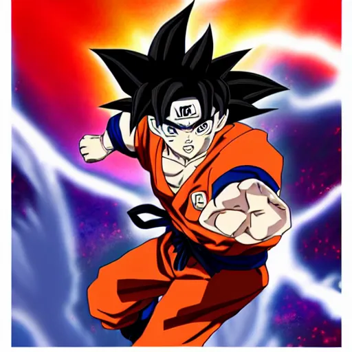 Prompt: fusion of goku and naruto, highly detailed, 4 k