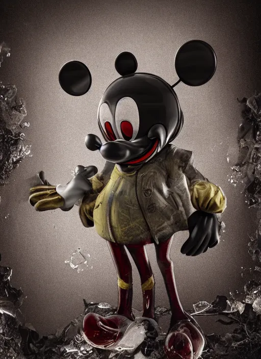 mickey mouse, gas mask, fractal, leathery, wet, | Stable Diffusion ...