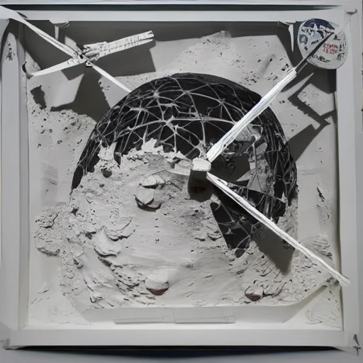 Image similar to paper diorama of the Apollo moon landing , realistic, intricate detail,